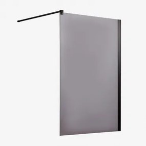 Vaste Douchewand Met 8 Mm Gehard Glas En Bristol Aluminium Matzwart & Grijs – Smoky & 120 X 195 Cm - Sklum