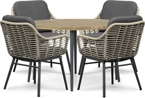 Tuinset Ronde Tuintafel 4 personen 130 cm Rope Grijs Coco Antoni/Montana