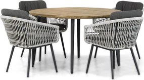 Tuinset Ronde Tuintafel 4 personen 130 cm Rope Wit  Lifestyle Garden Furniture Western/Montana