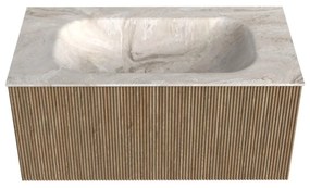 Mondiaz Kurve-dlux 90cm badmeubel dusk met 1 lade en wastafel big small midden zonder kraangat frappe