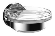 Emco Round Zeephouder - 10x9x5cm - met zeepschaal - chroom/kristal helder glas 433000100