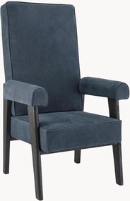 Handgemaakte eikenhouten/leren armleunstoel Milo met bekleding