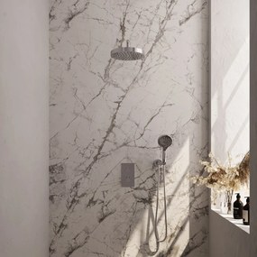 Brauer Stripe inbouw regendouche met 25cm hoofddouche, gebogen muurarm en 3 standen handdouche set 17 chroom