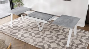 AVERY Millenium beton/onderkant wit - LOFT/INDUSTRIËLE TAFEL VOOR WOONKAMER / EETKAMER UITKLAPBAAR TOT 330 cm!