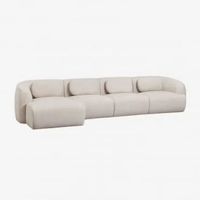 4-delige Linker Modulaire Chaise Longue Bank In Chenille Coquette Chenille Crèmebeige - Sklum