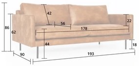 3,5 zitsbank - Daisy - met doorgestikte armleuning - leer Colorado antraciet 01