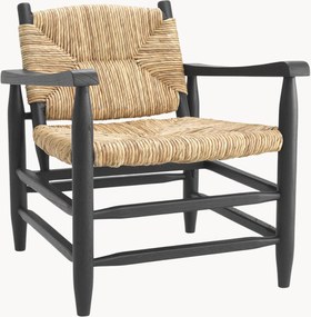 Armstoel Elliott van Mindi-hout met gevlochten zeewierzitting