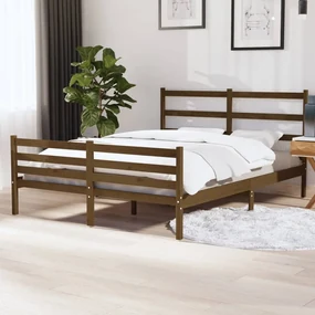 vidaXL Bedframe grenenhout honingbruin 150x200 cm 5FT King Size