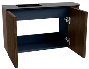 Mondiaz Joya 70cm toiletmeubel ronding rechts walnut met wastafel faye links zonder kraangat urban