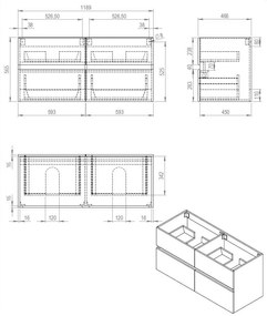 Best Design Bora badmeubel duo met 2 kraangaten 120cm eiken