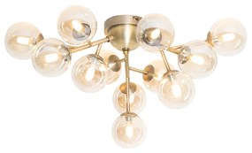 Smart plafondlamp brons met amber glas 12-lichts incl. 12 Wifi G9 - Bianca G9 Binnenverlichting Lamp