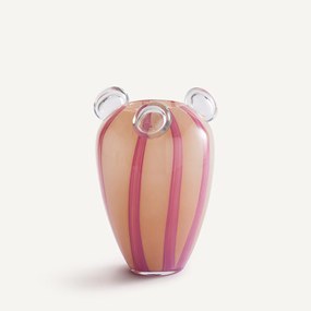 Vaas in handgeblazen glas met 3 bellen, H30 cm, Celis