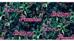 Noordwand Good Vibes Behang Neon letter with plants groen en roze