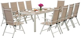 Aluminium tuinmeubelen met grote Polywood Verona tafel voor 10 personen Garden Point beige