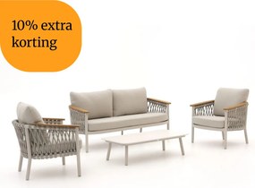 + 10% kassakorting | Stoel-bank loungeset Bellagio  | 4 personen | Loungeset Beige | Rope (touw) | Kees Smit Tuinmeubelen