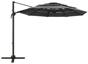 vidaXL Parasol 4-laags met aluminium paal 3x3 m antracietkleurig