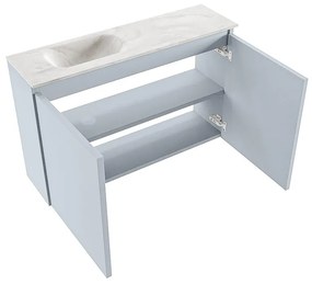 Mondiaz Ture DLux toiletmeubel 80cm clay met wastafel ostra links zonder kraangat