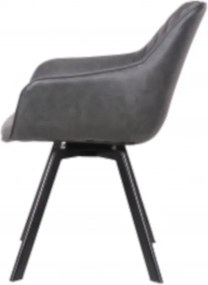 Eetkamerstoel - Ringo - Draaibaar - Lederlook antraciet