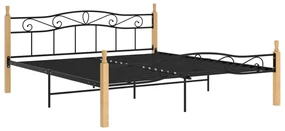 vidaXL Bedframe metaal en massief eikenhout zwart 200x200 cm