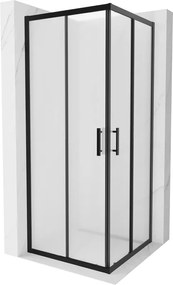 Mexen Rio vierkante douchecabine 80 x 80 cm, matglas, zwart - 860-080-080-70-30