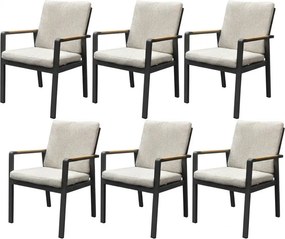 Set van 6 Lola dining tuinstoelen aluminium antraciet