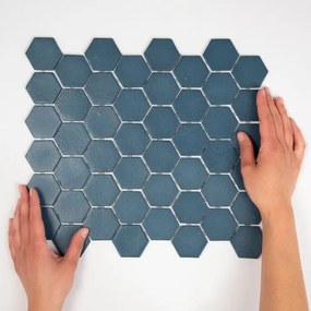 The Mosaic Factory Valencia mozaïektegel - 27.6x32.9cm - wand en vloertegel - Zeshoek/Hexagon - Gerecycled glas Blue Mat VAL65M