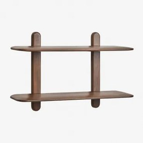 Wandplank In Hout Veleta Donker Acaciabruin & ↔︎ 80 Cm & 2 Schappen - Sklum