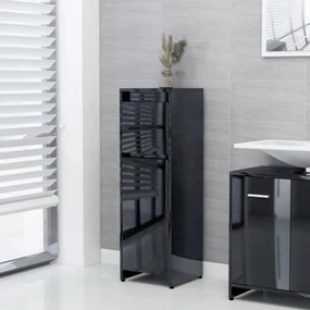 vidaXL Badkamerkast 30x30x95 cm spaanplaat hoogglans zwart