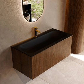 Mondiaz Kurve 100cm badmeubel dusk met 1 lade en wastafel big medium midden 1 kraangat urban