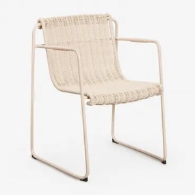 Set Van 2 Stapelbare Tuinstoelen Met Armleuningen Van Synthetisch Rattan En Staal Revia Tapioca Beige - Sklum
