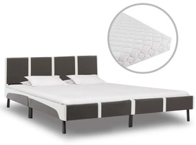 vidaXL Bed met matras grijs en wit kunstleer 180x200 cm