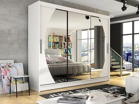 Kledingkast Closico Ordo V, Wit, 215x250x58cm, 203 kg, Kledingkast deuren: Schuivend, Aantal planken: 9, Aantal planken: 9