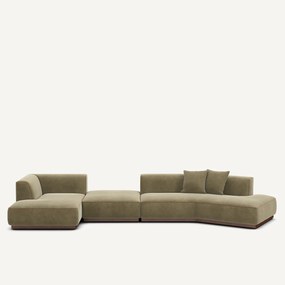 Open hoekbank links in linnen fluweel, JACOPO