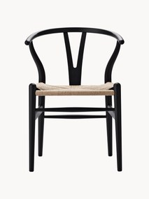 Houten stoel CH24 Wishbone Chair met handgevlochten zitvlak