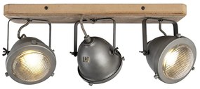 Industriële spot staal met hout kantelbaar 3-lichts - Emado