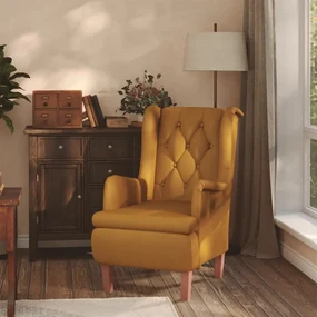 vidaXL Fauteuil met massief rubberwood poten fluweel bruin