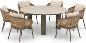 Tuinset Ronde Tuintafel 6 personen 158 cm Aluminium Taupe  Apple Bee Pine