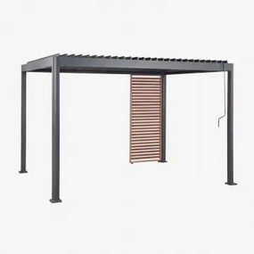 Bioclimatische Aluminiumpergola Met Lamellen En Druvia-paneel Grafietgrijs - Kastanjehoutbruin & Pergola Van 3x4 M Met 1 Paneel Van 92,5 Cm - Sklum