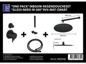 Best Design One Pack inbouw regendoucheset Gless Nero M 300 RVS mat zwart 4005440