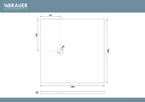 Brauer Asteroid douchevloer 100x100cm mineraalmarmer wit mat