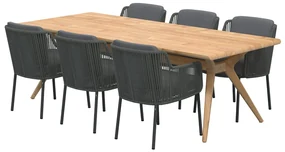 4 Seasons Outdoor Bernini eetset met Belair teak tafel 240 cm      houtkleur weerbestendig