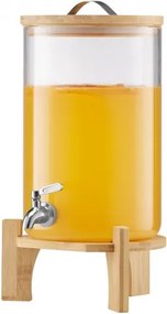 VEVOR Drankdispenser (1 x 8 L) voor Feesten Sapdispenser (gemaakt van glas) met druppelvrije kraan en houten standaard, waterdispenser voor restaurants en feesten, limonade, ijsthee en zelfgemaakte drankendispenser