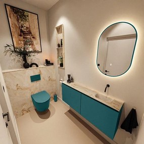 MONDIAZ TURE-DLUX 120cm toiletmeubel Smag. EDEN wastafel Frappe positie rechts. Zonder kraangat. TUREDX120SMAR0FRA