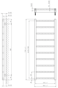 Sapho Metro Light radiator chroom 40x114cm 200W
