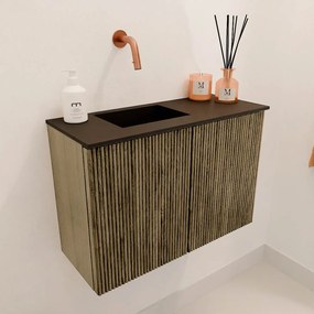 Mondiaz Joya 60cm toiletmeubel dusk met wastafel faye links zonder kraangat urban
