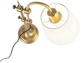 Klassieke tafellamp brons met witte kap - Ashley