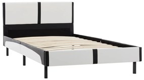 vidaXL Bedframe kunstleer wit en zwart 90x200 cm