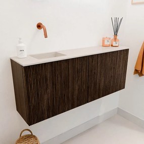 Mondiaz Joya DLux 100cm toiletmeubel walnut met wastafel faye links zonder kraangat meli
