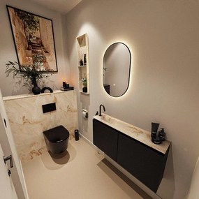 MONDIAZ TURE-DLUX 100cm toiletmeubel Urban. EDEN wastafel Frappe positie links. Met 1 kraangat. TUREDX100URBL1FRA