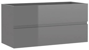 vidaXL Wastafelkast 90x38,5x45 cm spaanplaat hoogglans grijs